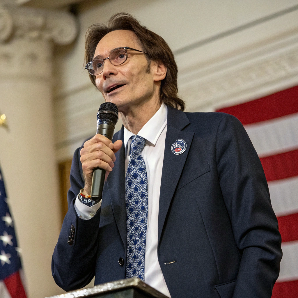 AI generated image by Red Panda AI: Steve Vai as a politician